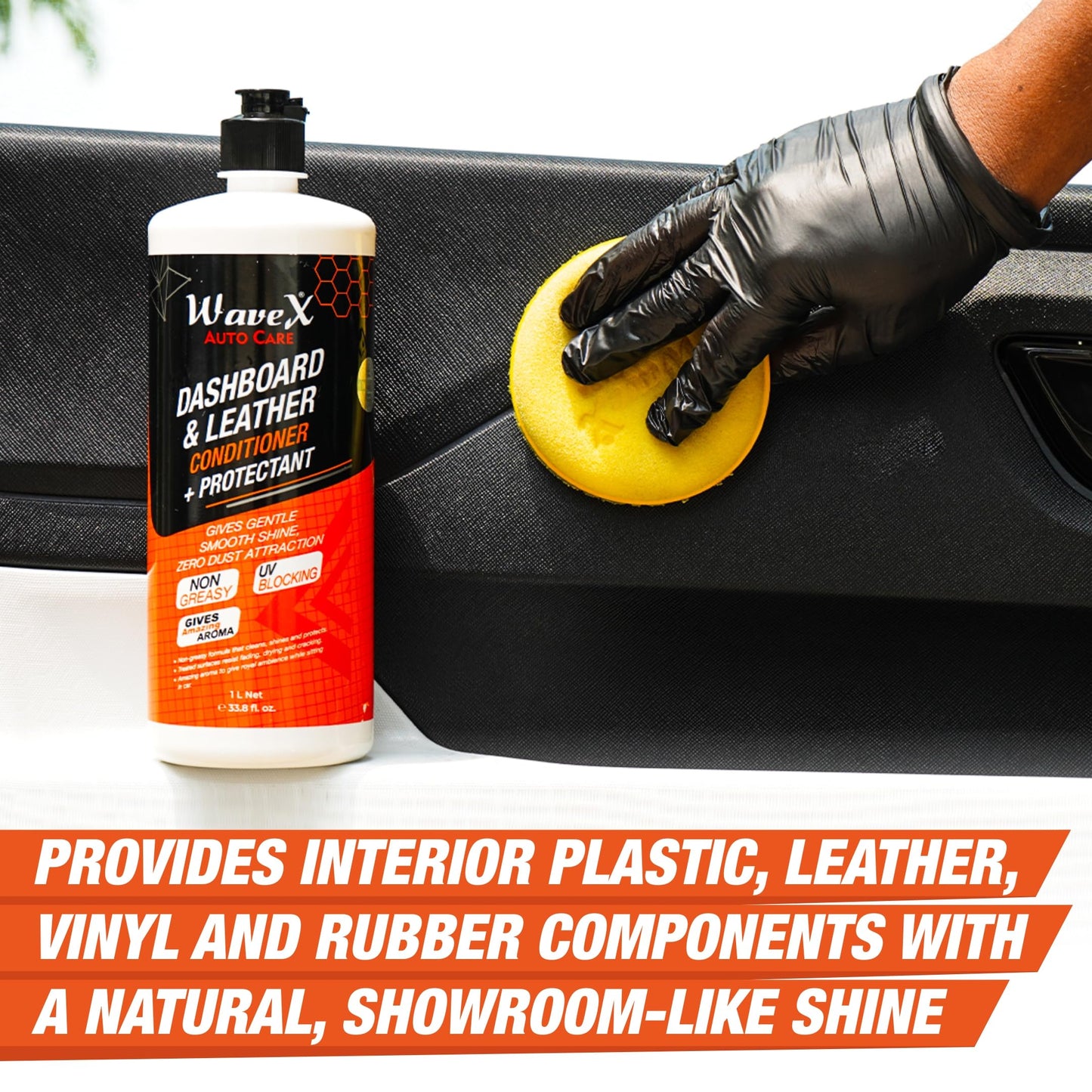 Wavex Dashboard Polish and Leather Conditioner + Protectant (1L) Car Dashboard Polish | Car Polish for Interior Plastic, Leather, Vinyl & Rubber | Dashboard Polish that Protects, Shines & Conditions