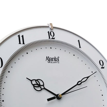 Ajanta Plastic Abstract Wall Clock (28 Cm X 28 Cm X 3.5 Cm, White) - Analog