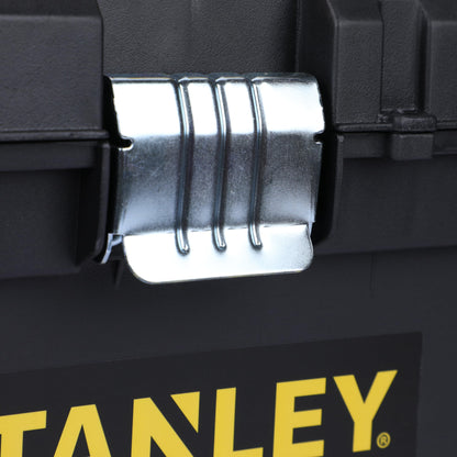 STANLEY 19'' Essential Tool Box with Metal Latch (Black and Yellow) & 70-482 8'' Sturdy Steel Combination Plier Double Sleeve (Yellow and Black) & 12''/300mm Stilson Type Pipe Wrench