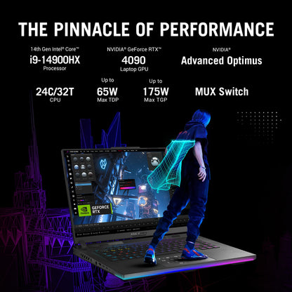 ASUS ROG Strix SCAR 16 (2024), Intel Core™ i9 14900HX 14th Gen, 16"(40.64cm) 2.5K QHD+240Hz, Gaming Laptop (32GB DDR5/2TB SSD/16GB RTX 4090/Win11/Per-Key RGB/90WHr/Black/2.65Kg),G634JYR-RA001WS