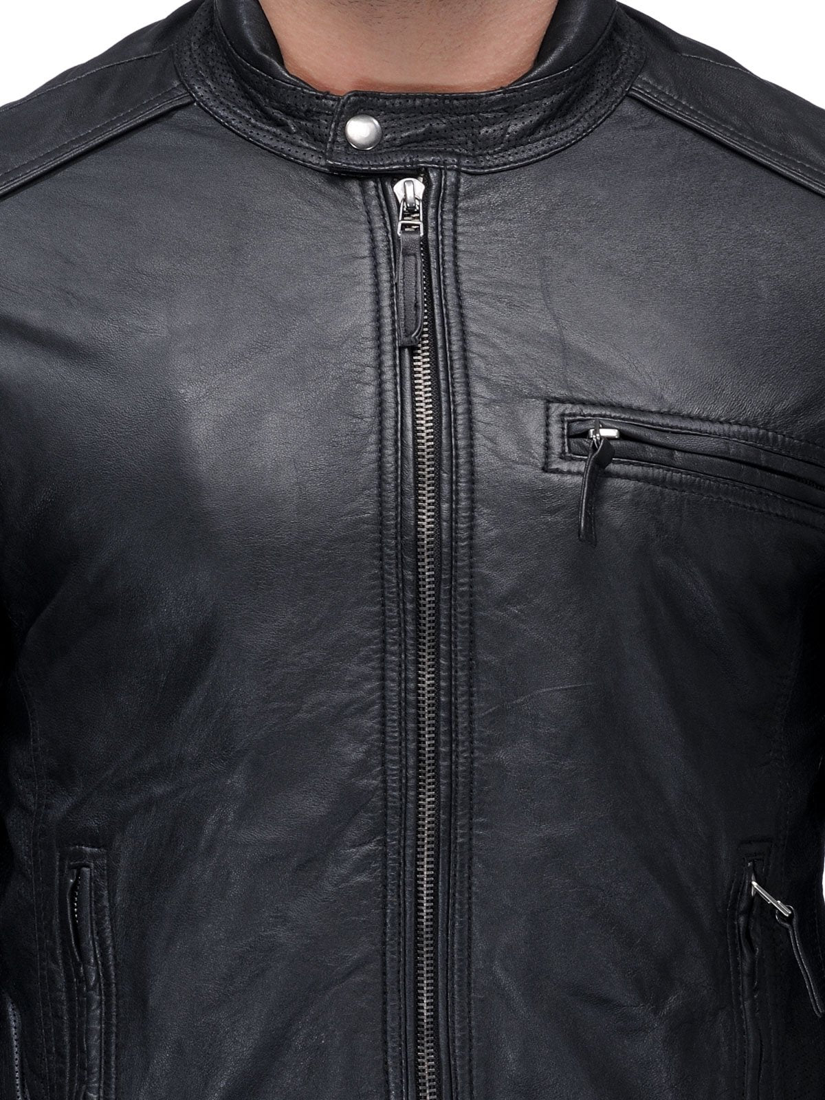 Teakwood Genuine Leather Solid Biker Jacket