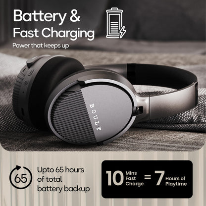 Boult Newly Launched Boost Headphones with 33db Hybrid ANC, 65H Playtime, 40mm Bass Drivers, Zen ENC Mic, Bluetooth v5.4, Type-C Fast Charging, Touch Controls, Over-Ear Wireless Headphones (Jet Black)