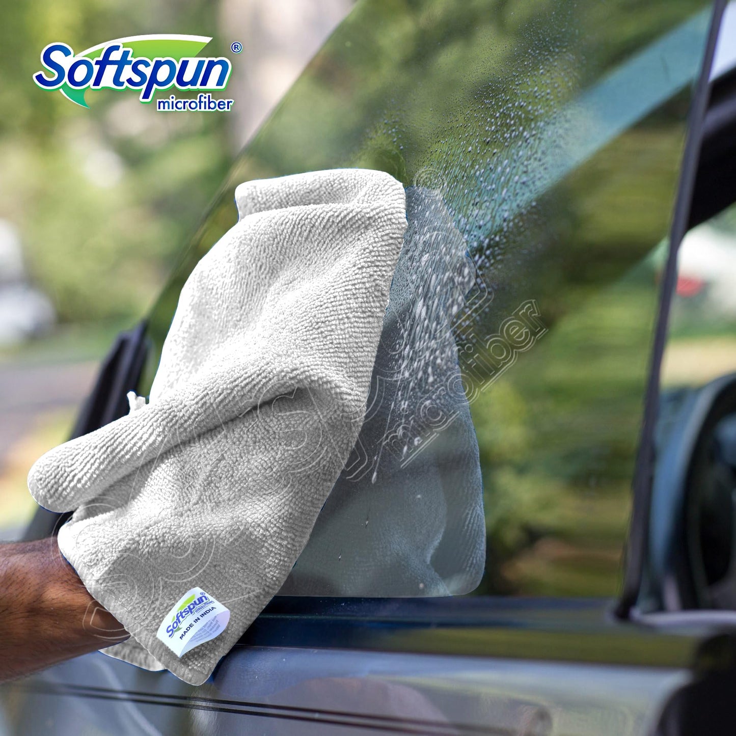 SOFTSPUN Microfiber Basic Cleaning Cloths,8 pcs 40x40cms 280 GSM Multicolor! Highly Absorbent Lint and Streak Free Multipurpose Wash Cloth for Kitchen Car Window Stainless Steel Silverware.