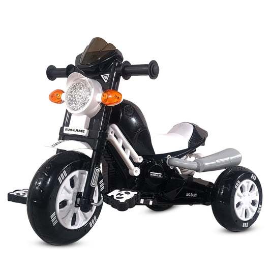 Kidsmate Turbo Bike Pedal Tricycle for Kids | Musical Horn & Lights | Ages 3-6 | Black-White