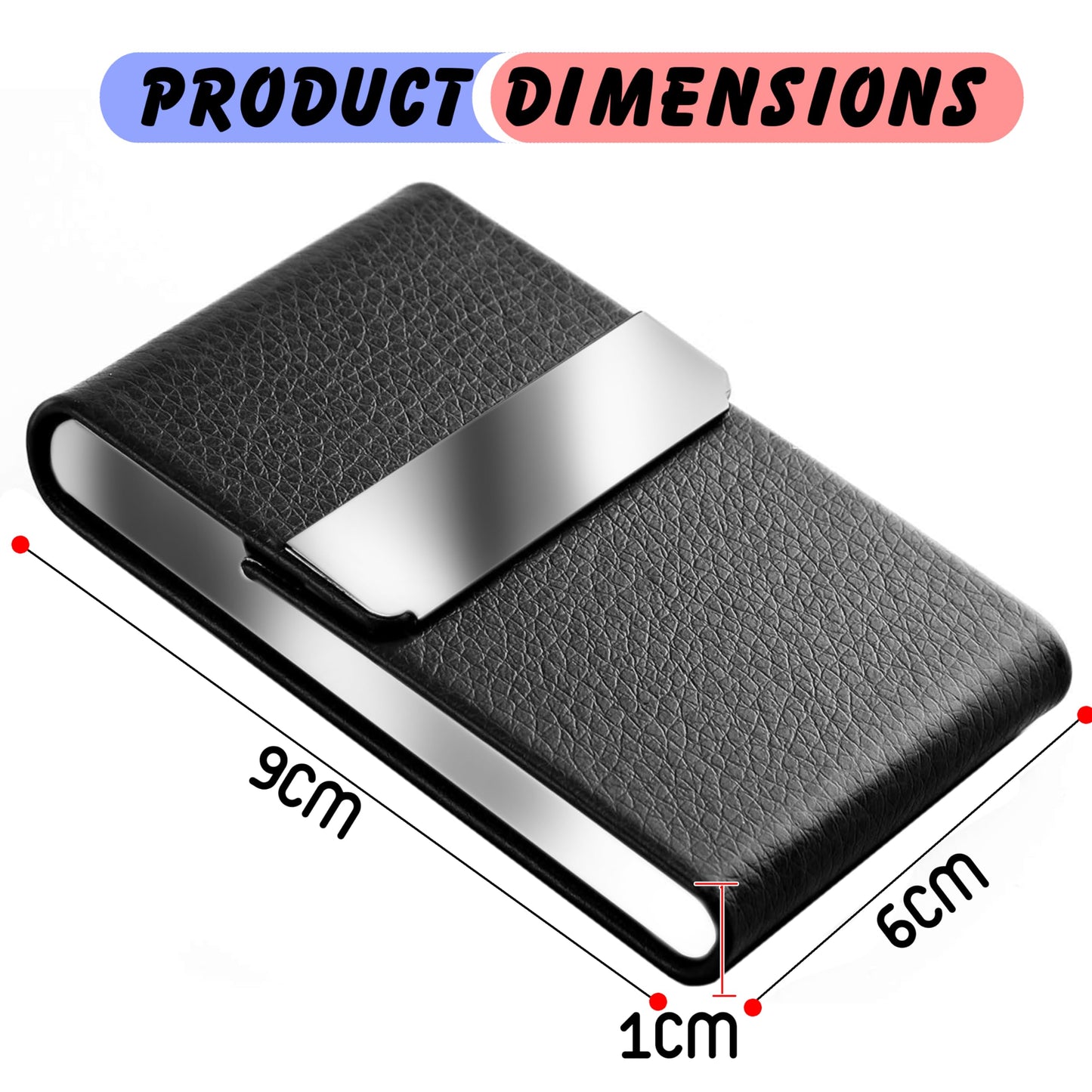 Storite Vertical Card Holder, PU Leather and Stainless Steel Credit Card Wallet, Business Card Holder for Men and Women (Black)