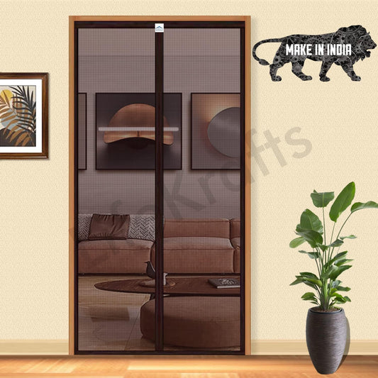 LifeKrafts Polyester Magnetic Mosquito Net for Door | Mosquito Curtain for All Door Types & Sizes | Auto-Closing Insect Screen to Keep Mosquito Out (190x80 cm, Brown)