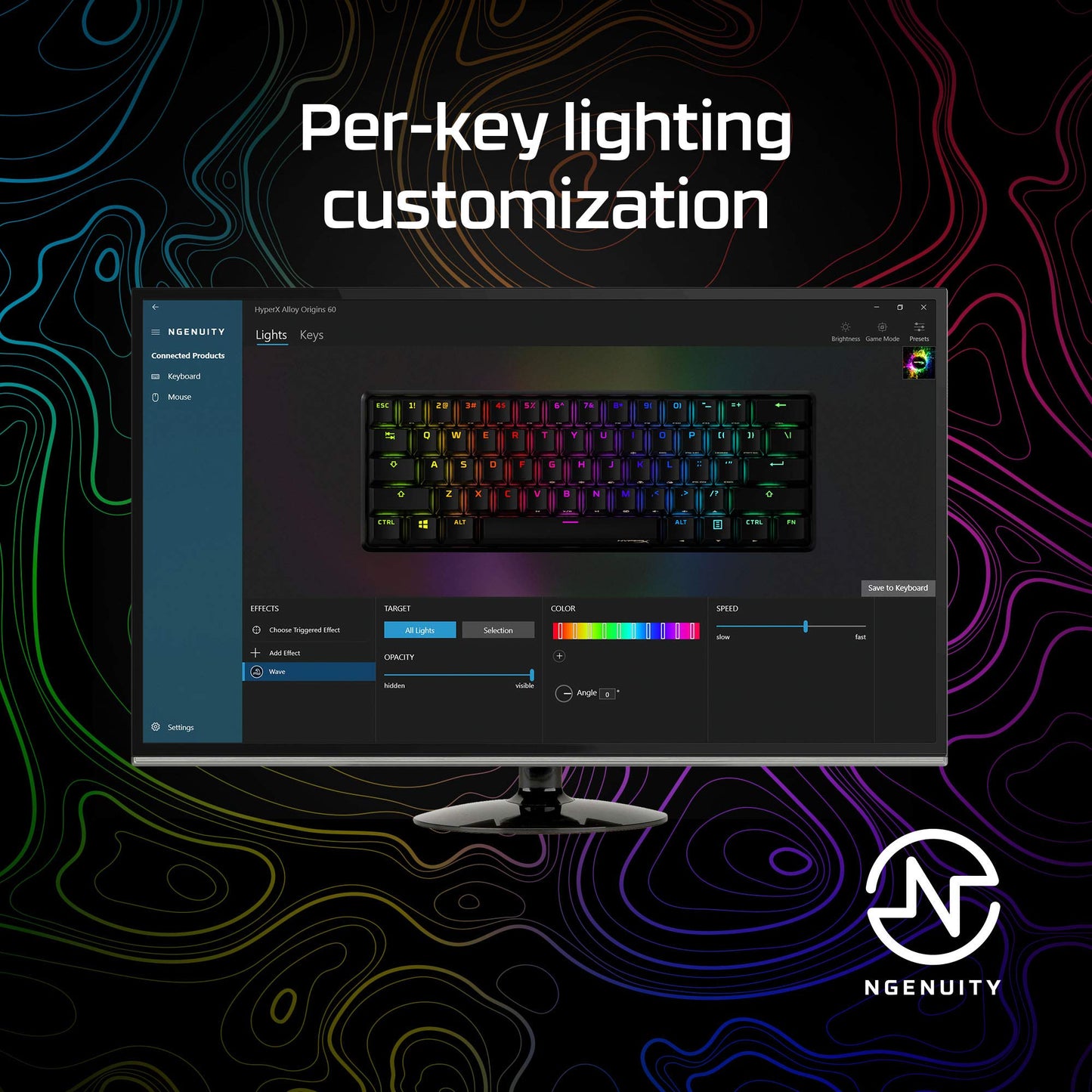 HyperX Alloy Origins 60 - USB-C Mechanical Gaming Keyboard - Ultra Compact 60% Form Factor - Red Switch - Double Shot PBT Keycaps - RGB LED Backlit - NGENUITY Software Compatible (4P5N4)