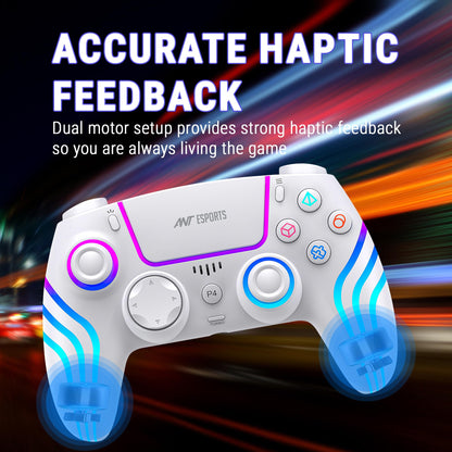 Ant Esports Gp400 Rgb Wireless Controller For Pc / Ps4 / Ps3 /Switch/Android/Ios With Double Shock, Six- Axis Sensor, Turbo Function, Upto 12 Hrs. Play Time, 1000Mah Battery White