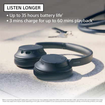 Sony WH-CH720N, Wireless Over-Ear Active Noise Cancellation Headphones with Mic, up to 35 Hours Playtime, Multi-Point Connection, App Support, AUX & Voice Assistant Support for Mobile Phones (Black)