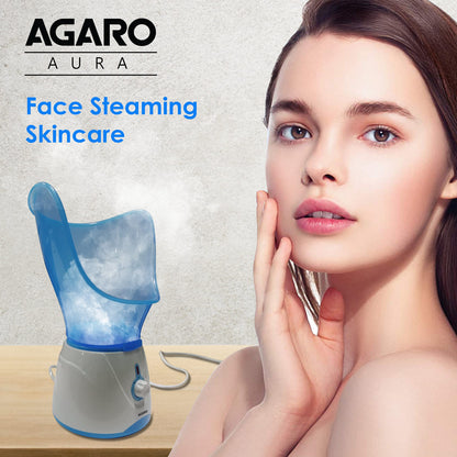 AGARO Aura Face Steamer, Vaporizer/Steam Inhaler with Facial mask and Nasal Mask, Rejuvenate Skin for Youthful Complexion, Deep Cleanse SPA, Prevents Breathing Disorders, sinusitis (Blue and White)