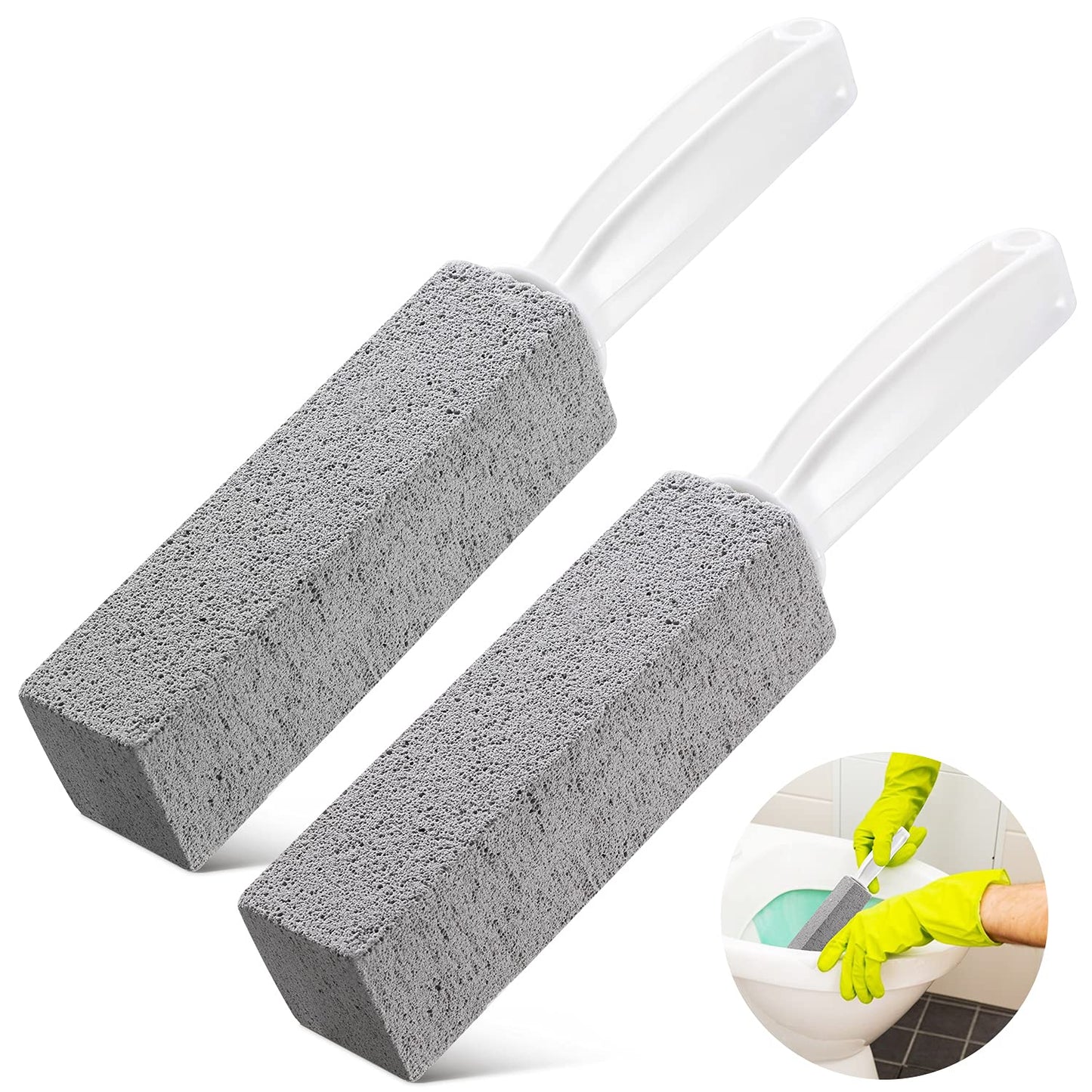 N A 2PCS MSUN Premium Toilet Bowl Cleaning Stone with Handle, Pumice Stone Toilet Bowl Cleaner, Easy to Remove Unsightly Toilet Rings, Tile, Toilets, Sinks, Bathroom, Bathtubs, Hardwater, Lime, Rust