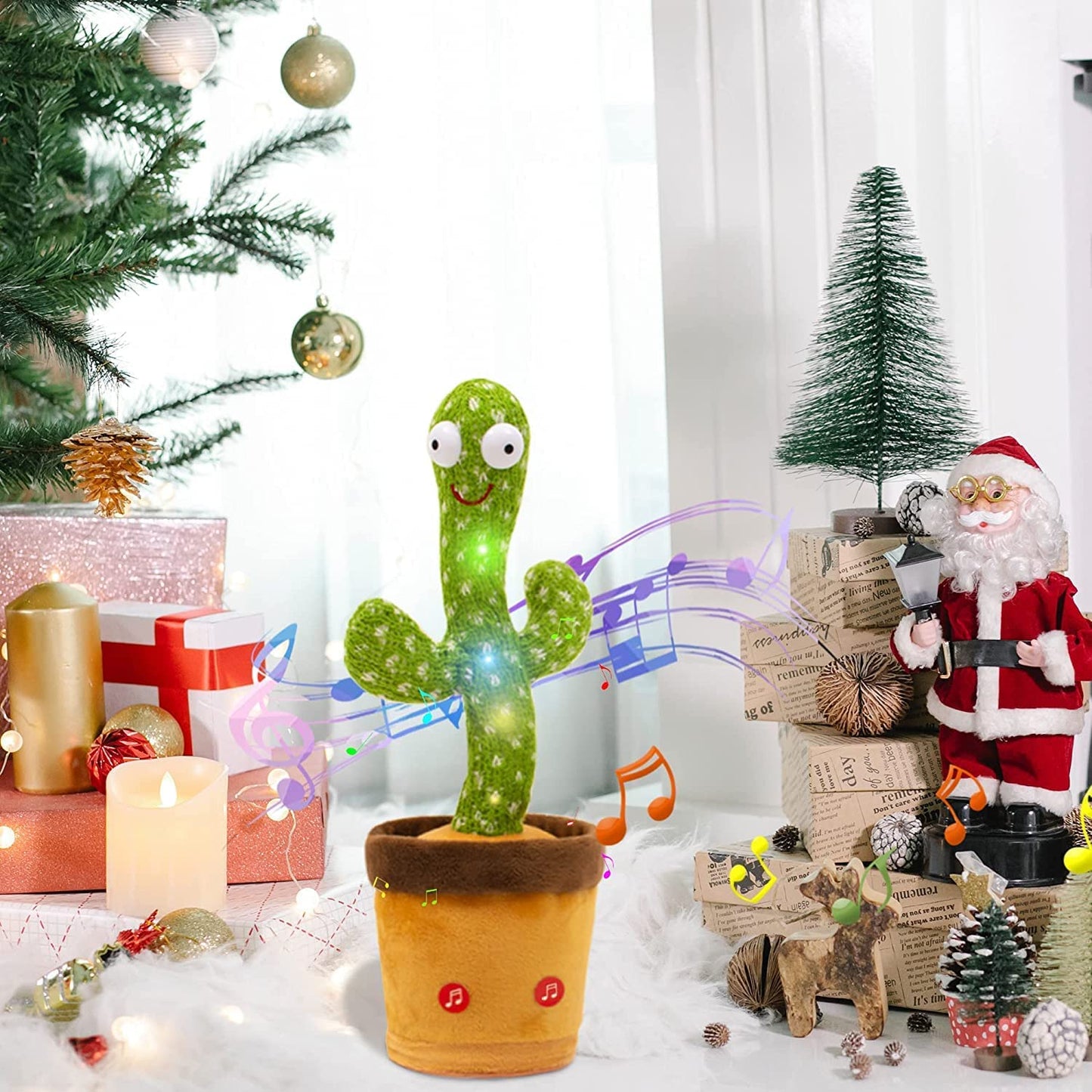 VEBETO Dancing Cactus Toy for Kids (1 Year Warranty) Talking Singing Children Baby Plush Electronic Toys Voice Recording Repeats What You Say LED Lights