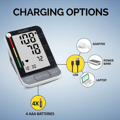 AGARO Automatic Digital Blood Pressure Monitor, BP-801, 240 Memory, Talk function, Batteries Included