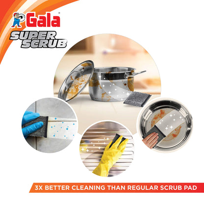 Gala Super Scrub Set – Made of Steel – Black – Pack of 6