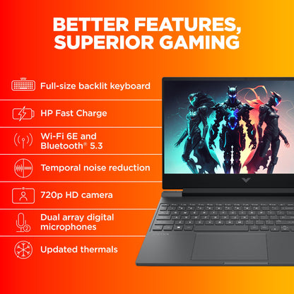 HP Victus Gaming Laptop,13Th Gen Intel Core I7-13620H,Windows 11 Home 6Gb RTX 4050 Gpu,15.6-Inch(39.6 Cm),Fhd,IPS,144Hz,16Gb Ddr4,1Tb Ssd,Backlit Kb,B&O,9Ms Response Time(Mso,Silver,2.29 Kg),Fa1332Tx