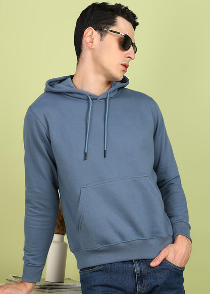 Alan Jones Clothing Men's Poly Cotton Hooded Neck Regular Fit Sweatshirt (Ss19-Rnhd11-Pblue-L_Persian Blue_L)