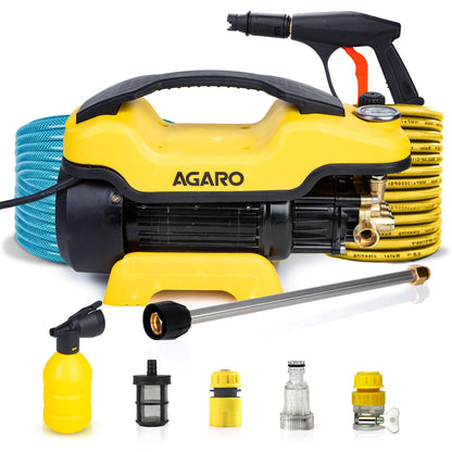 AGARO Supreme Plus Pressure Washer, Car Washer, 2200 Watts Motor, 8L/Min Flow Rate, 140 Bars, Adjustable Pressure Regulator, 8M Outlet Hose, 4M Power Cord, Car, Bike & Home Cleaning, Yellow