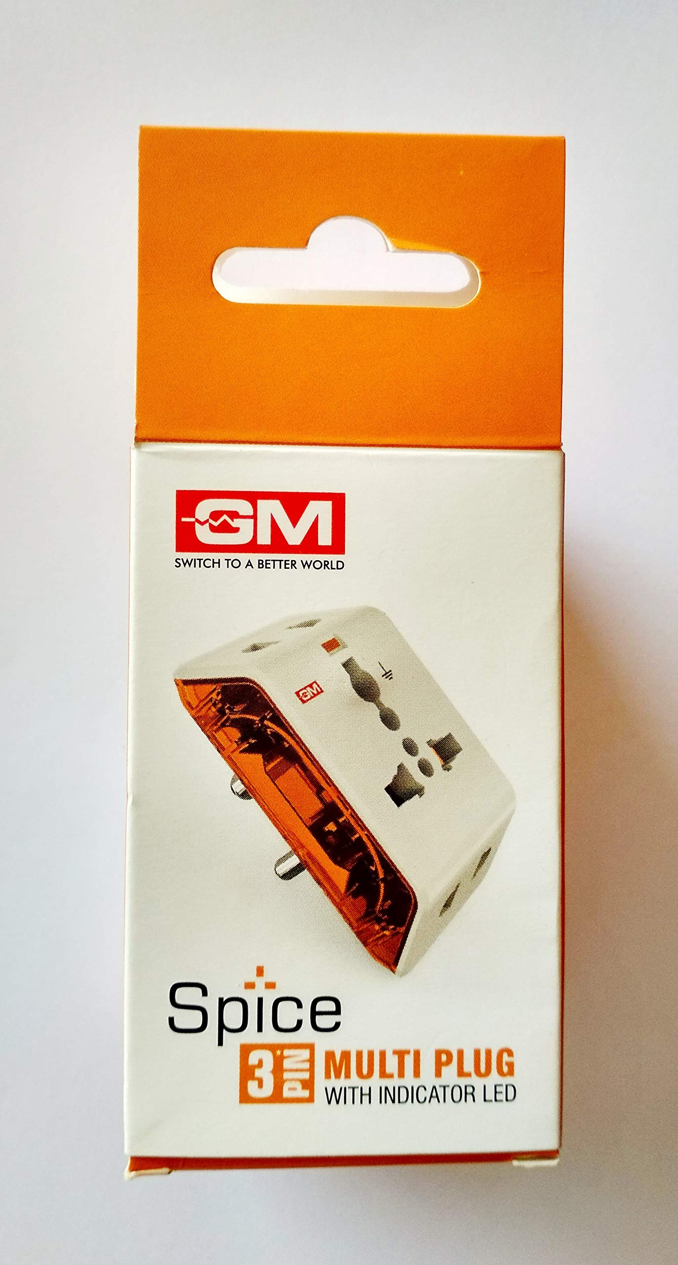 GM 3017 Plastic 3 Pin Multi Plug Travel Adaptors (White and Red)