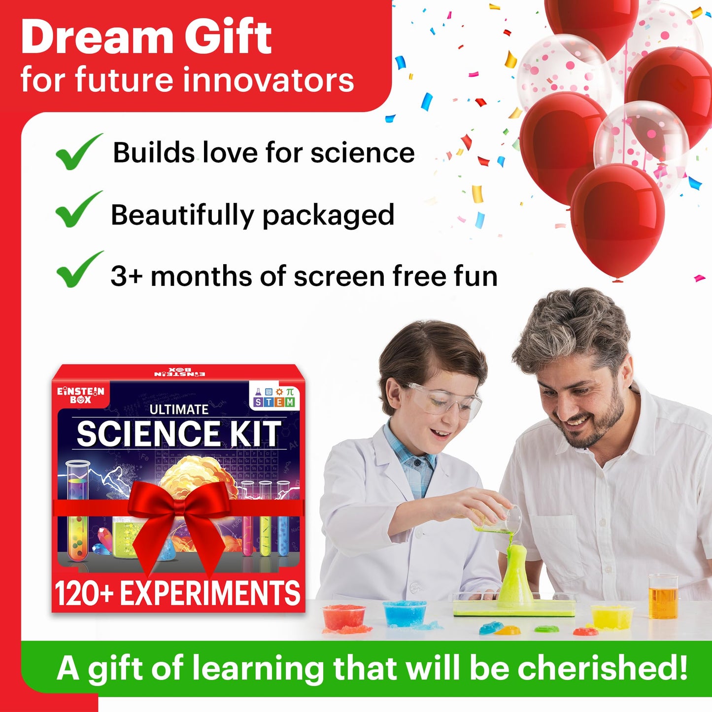 Einstein Box Ultimate Science Kit for Boys and Girls Ages 6-8-12-14| Birthday Gifts Ideas for Kids| STEM Learning Toys for 6,7,8,9,10,11,12,13,14 Year Olds| Science Project Kit |