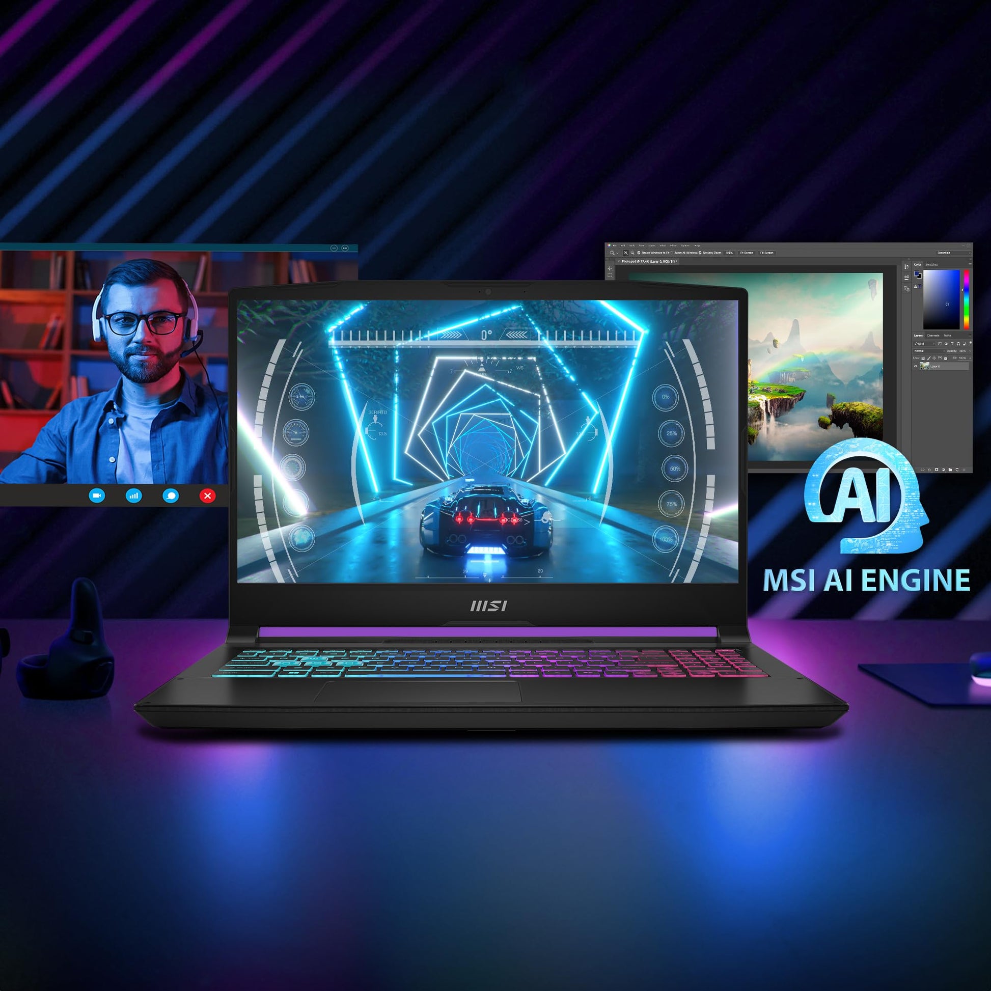 MSI Katana A15 Ai gaming laptop features MSI AI engine