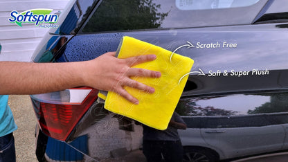 SOFTSPUN 900 GSM Microfiber Double Layered Cloth 40x40 Cms 2 Piece Towel Set Extra Thick Microfiber Cleaning Cloths Perfect for Bike Auto Cars Both Interior and Exterior.