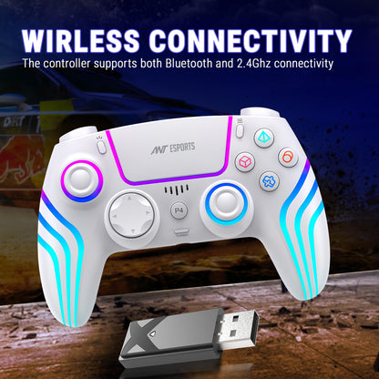 Ant Esports Gp400 Rgb Wireless Controller For Pc / Ps4 / Ps3 /Switch/Android/Ios With Double Shock, Six- Axis Sensor, Turbo Function, Upto 12 Hrs. Play Time, 1000Mah Battery White