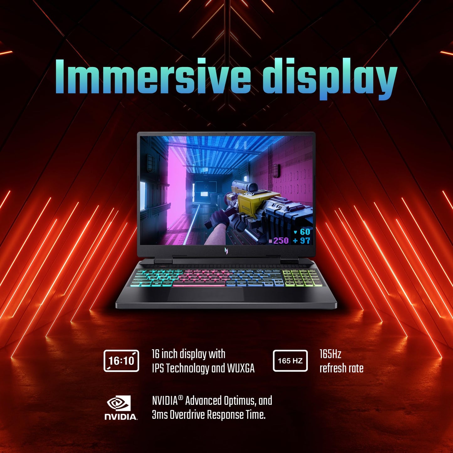 Acer Nitro 16, Ryzen Ai Powered Gaming Laptop AMD Ryzen 7 7840HS Octa Core Processor (8GB/ 512 GB SSD/NVIDIA Geforce RTX 4050 6GB Graphics/Windows 11 Home) AN16-41 with 40.64 Cm (16") IPS Display