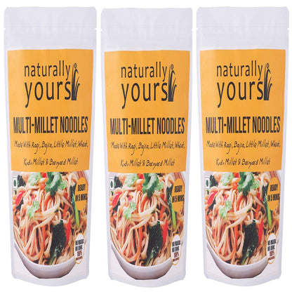 Naturally Yours, Multi-Millet Noodles, Includes Tastemaker, No Maida, Preservative Free, Non-Fried, Vegan, 180g Each / Net Weight 540g (Pack of 3)