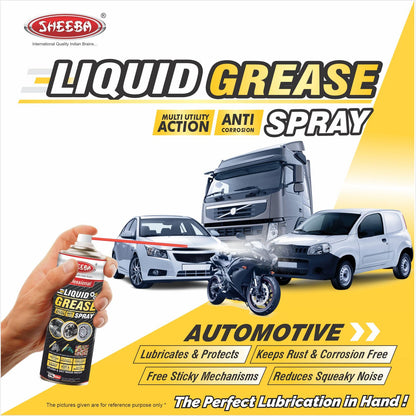 SHEEBA Liquid Grease Spray I High Viscous I Lubricates I Frees Sticky Mechanism I Reduces Squeaky Noise I Long Lasting Protection from Rust and Corrosion - 500mL Pack.