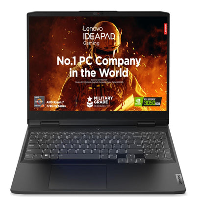 Lenovo IdeaPad Gaming 3 AMD Ryzen 7 7735HS 15.6" (39.62cm) FHD IPS 120Hz Gaming Laptop (16GB/512GB SSD/Win11/Office 2021/NVIDIA RTX 3050 6GB/Alexa/3 Month Game Pass/Onyx Grey/2.3Kg), 82SB00QSIN