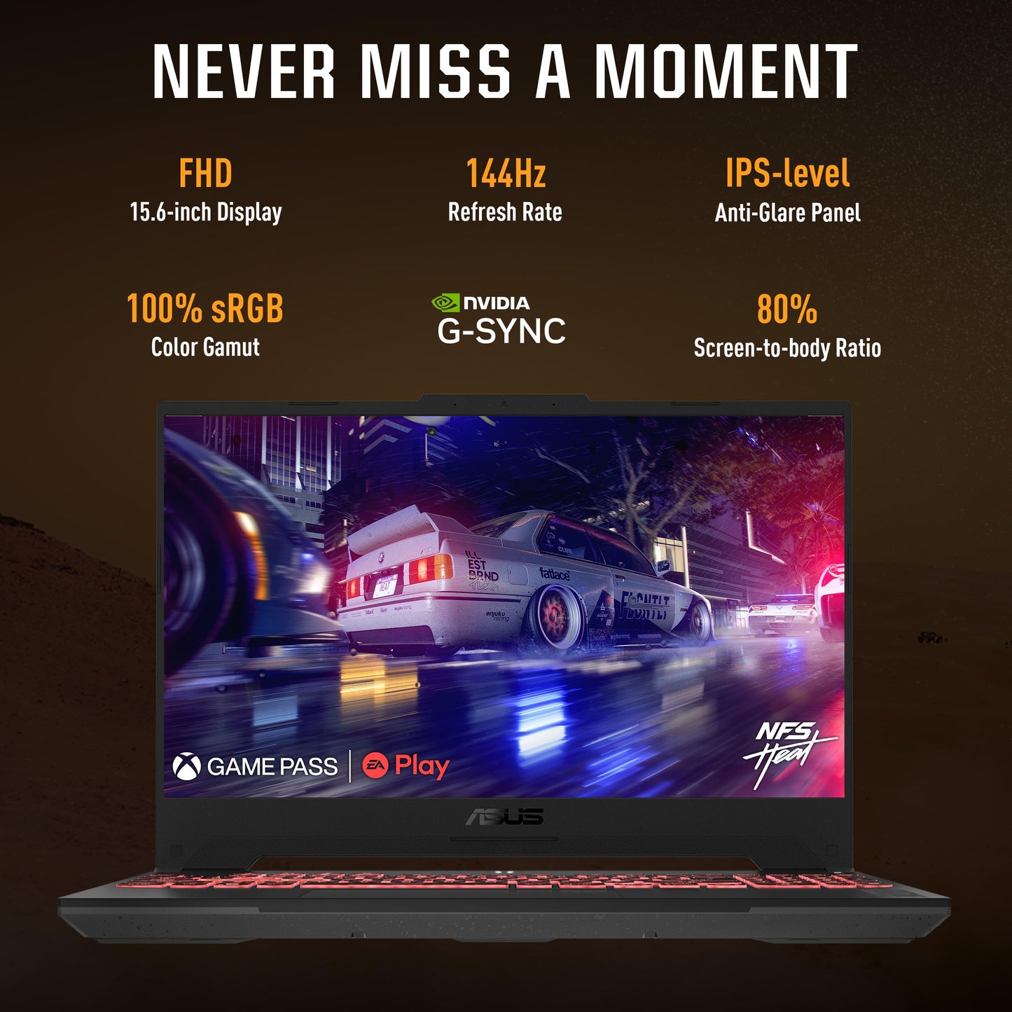 ASUS TUF Gaming A15, 15.6" FHD 16:9, 144Hz 250nits, AMD Ryzen 7 7435HS Processor, Gaming Laptop (16GB RAM/512GB SSD/RTX 4060/Win 11/Office Home/90WHr Battery/Mecha Gray/2.2 Kg),FA507NVR-LP104WS