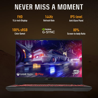 ASUS TUF Gaming A15, 15.6" FHD 16:9, 144Hz 250nits, AMD Ryzen 7 7435HS Processor, Gaming Laptop (16GB RAM/512GB SSD/RTX 4060/Win 11/Office Home/90WHr Battery/Mecha Gray/2.2 Kg),FA507NVR-LP104WS