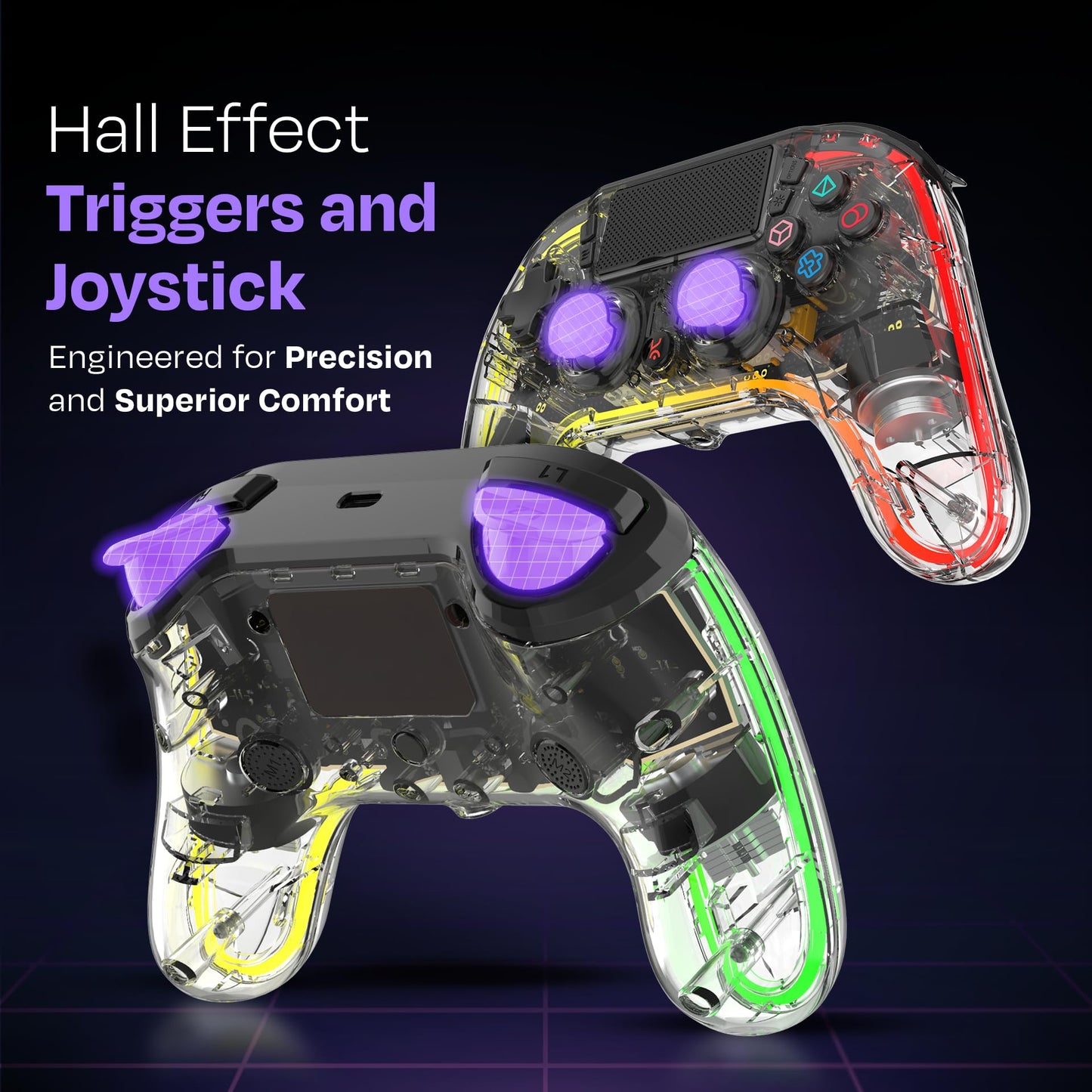 Kreo (New & Improved Mirage Wireless RGB Gaming Controller For PC, Android, iOS, PS4, Programmable Buttons, Dual motor force, Haptic Feedback,USB C & B Zero-Lag Connectivity (Not compatible PS5)