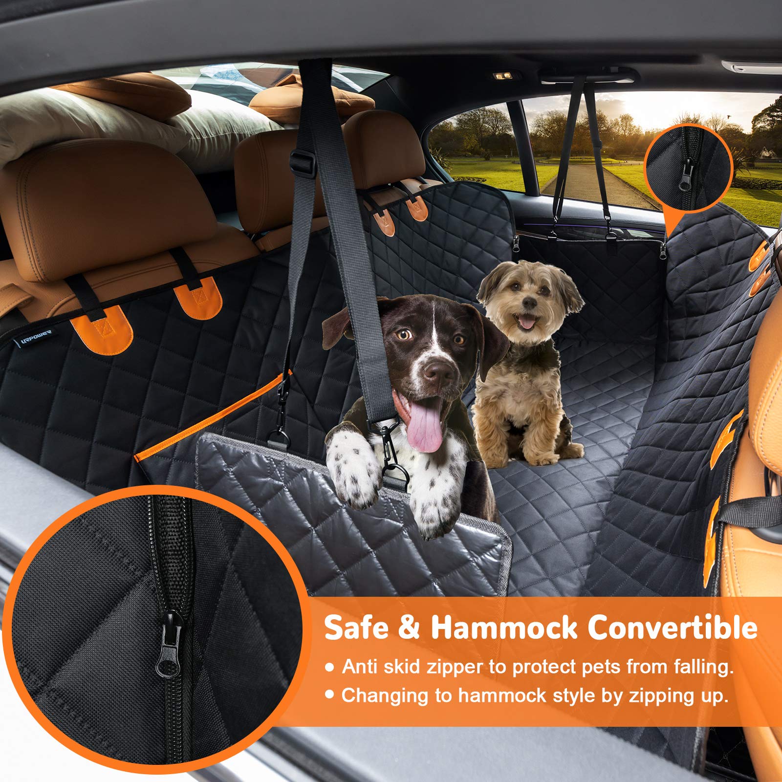 URPOWER Polypropylene Dog car Seat Cover is safe and hammock convertible