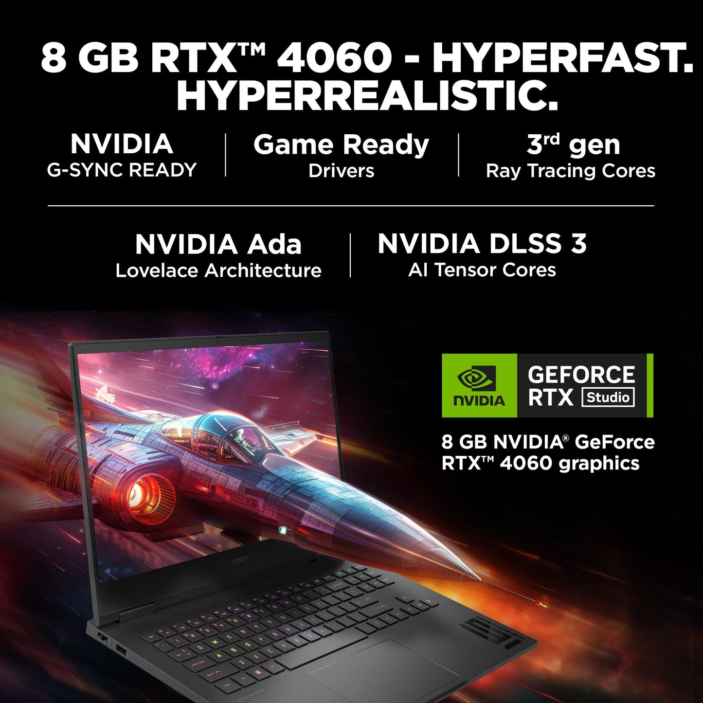 HP [Smart Choice Omen Gaming Laptop,AMD Ryzen 7 7840Hs,8Gb RTX 4060 Gpu,16.1"(40.9 Cm),Fhd,IPS,165 Hz,300 Nits,16Gb Ddr5,1Tb Ssd,RGB Kb,7Ms Response Time (Win 11,Black,2.32 Kg),Xd0020Ax