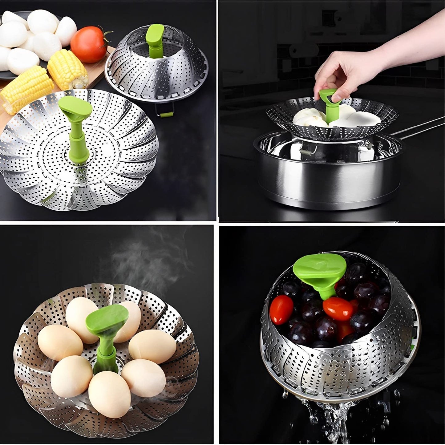 SYGA Medium Stainless Steel Steamer Basket for Vegetable/Insert for Pots, Pans steam boiling (6.5"-10")