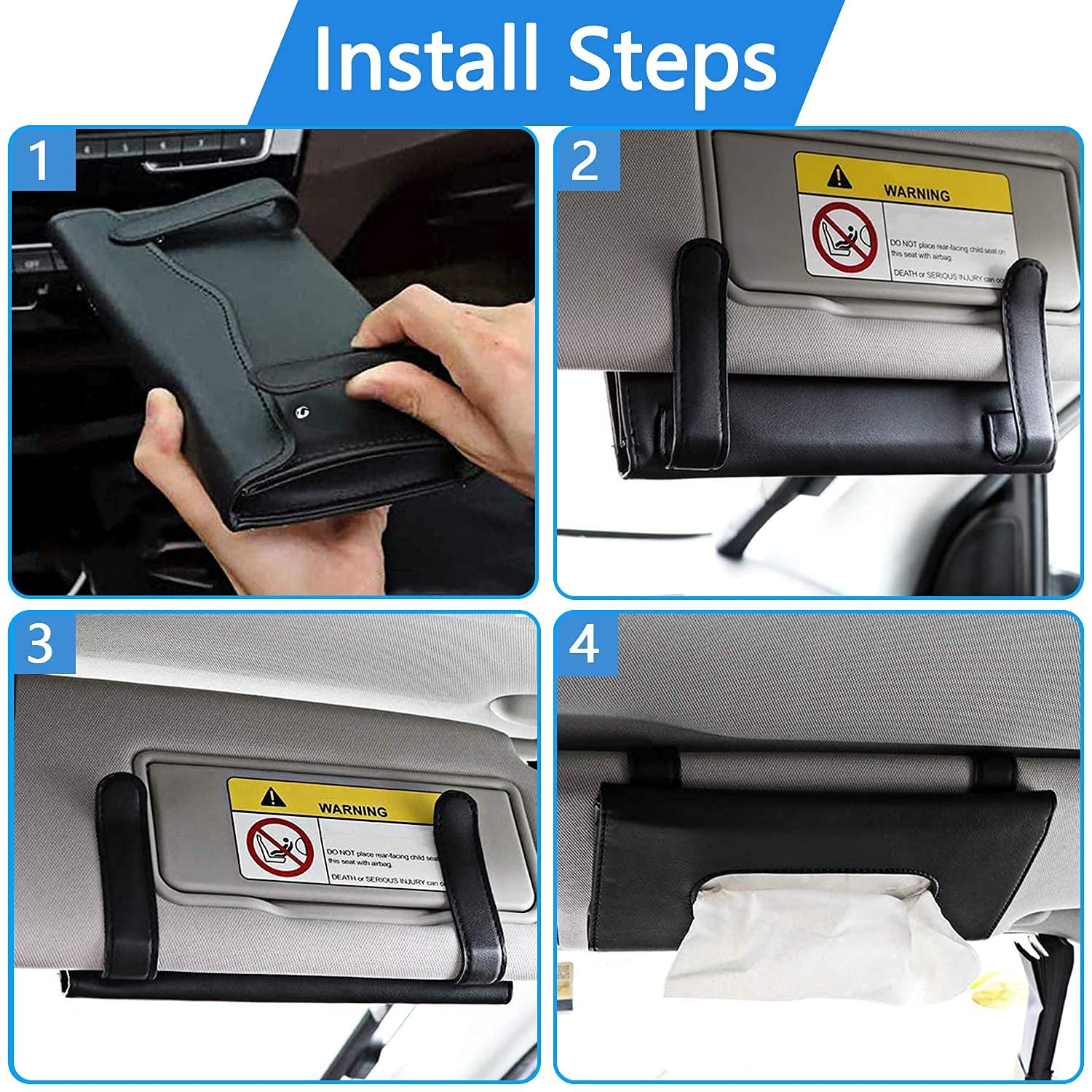 Installation steps for Detachi Car Tissue Holder