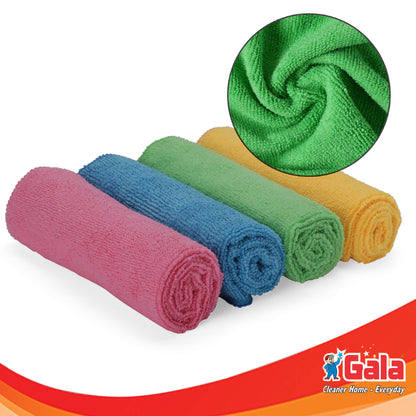 Gala Microfiber Cleaning Cloth/ Towels Set of 4 Kitchen Wipes, Microfiber Cloth for car, bike cleaning and home cleaning, Glass cleaning cloth, (Multicolor)