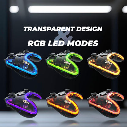 Zebronics MAX FURY Transparent RGB LED Illuminated Wired Gamepad for Windows PC, Android, with Dual analog sticks, Quad front triggers, Dual motors force, Haptic Feedback, Supports X-Input & D-Input.