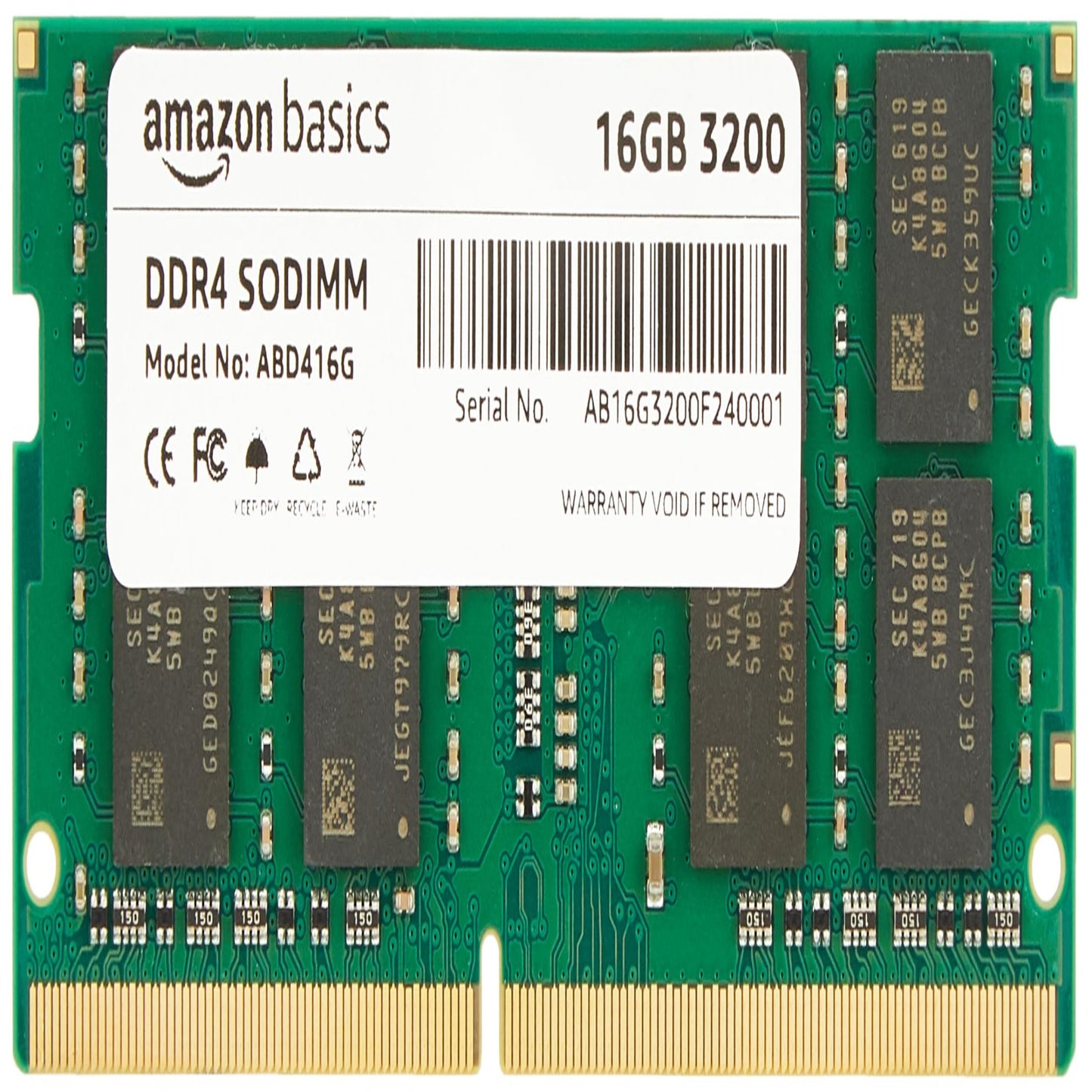 Amazon Basics DDR4 3200MHz 16GB Laptop RAM Memory | SO-DIMM | High-Speed Performance | Energy Efficient | Easy Installation