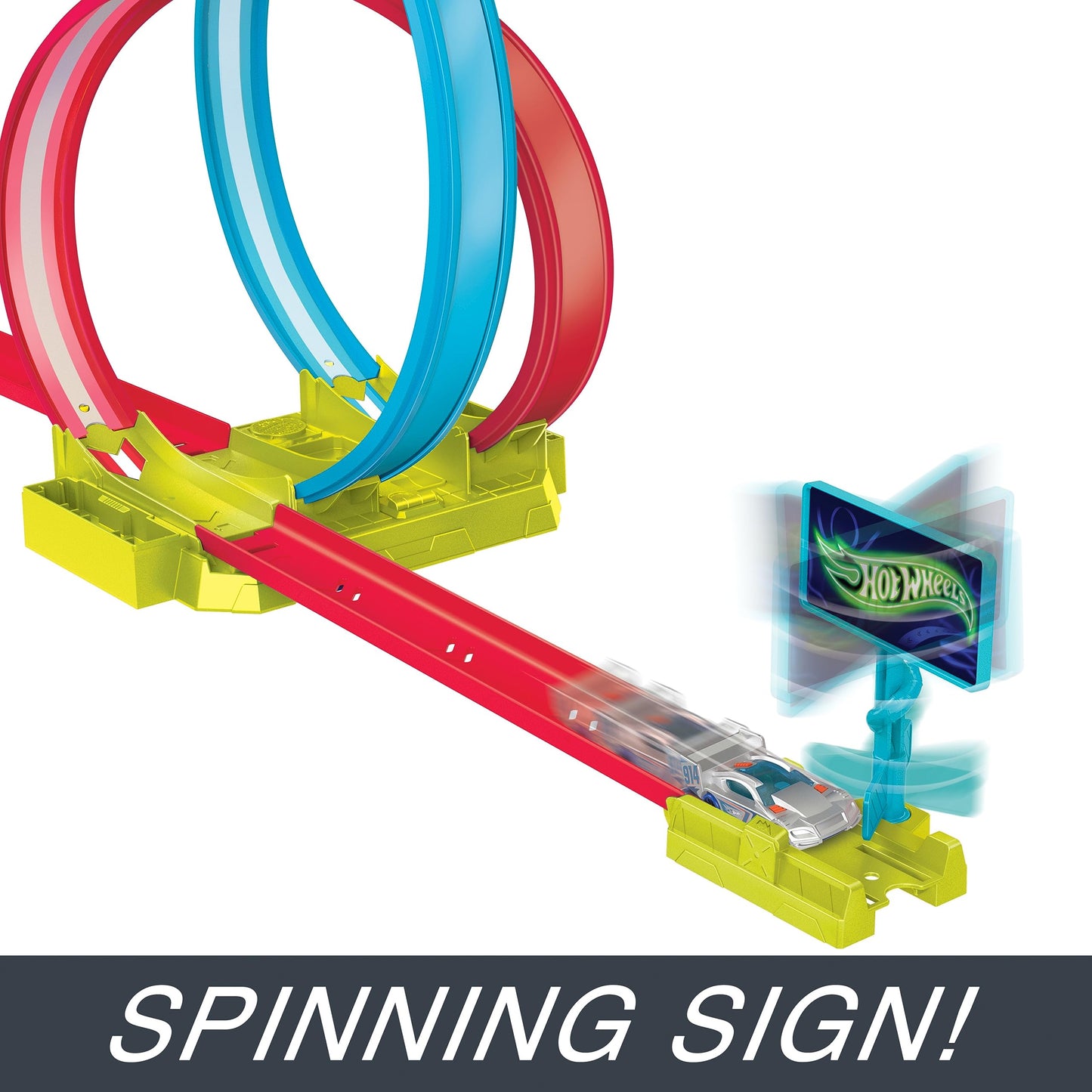 Hot Wheels® Neon Speeders™ Track Set, Laser Stunt Slamway with 1 Hot Wheels® Car, Tri-Colored Track, Connects to Other Sets, Easy Storage