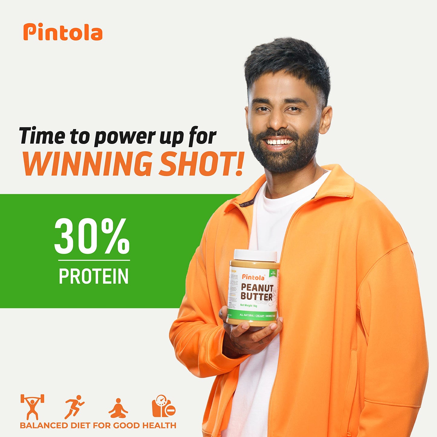 Pintola All Natural Peanut Butter Creamy 1kg | Smooth | Unsweetened | 30g Protein | Gluten & Cholesterol Free, Vegan Peanut Butter, Nut Butter, High in Protein Spread, 100% Pure Roasted peanuts butter