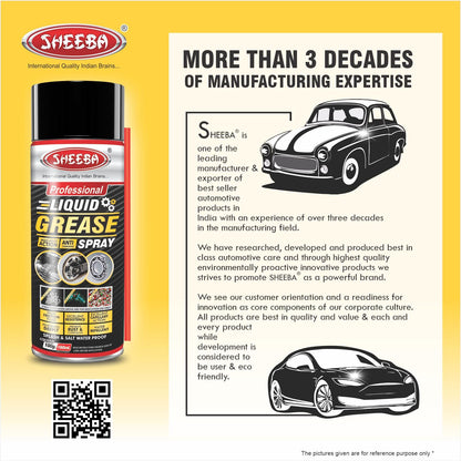 SHEEBA Liquid Grease Spray I High Viscous I Lubricates I Frees Sticky Mechanism I Reduces Squeaky Noise I Long Lasting Protection from Rust and Corrosion - 500mL Pack.