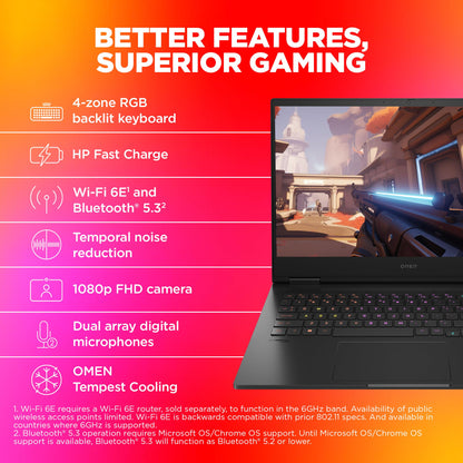 HP OMEN Gaming, 14th Gen Intel Core i7-14650HX, 8GB NVIDIA RTX 4060,16GB DDR5, 1TB SSD, 16.1-inch (40.9 cm), FHD, IPS, Gaming Laptop, 144Hz, RGB Backlit KB (Win 11, Office 21, Black, 2.39 kg) wf1150TX