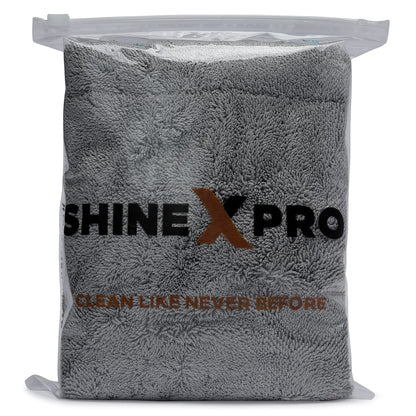 ShineXPro Microfiber Cloth For Car - Puremagic 1100 Gsm Twisted Loop Super Absorbent Towel - Edgeless Design With Plush Pile, Lint Free Cloth For Drying & Detailing, Transparent