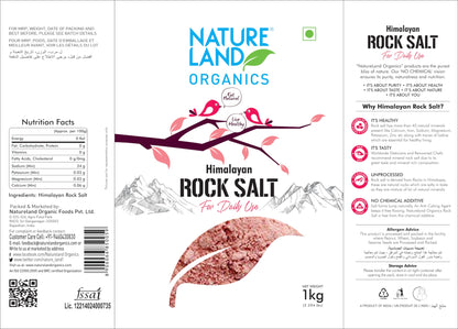 Natureland Organics Himalayan Pink Rock Salt 1 KG - Organic Rock Salt