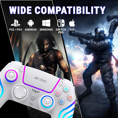 Ant Esports Gp400 Rgb Wireless Controller For Pc / Ps4 / Ps3 /Switch/Android/Ios With Double Shock, Six- Axis Sensor, Turbo Function, Upto 12 Hrs. Play Time, 1000Mah Battery White