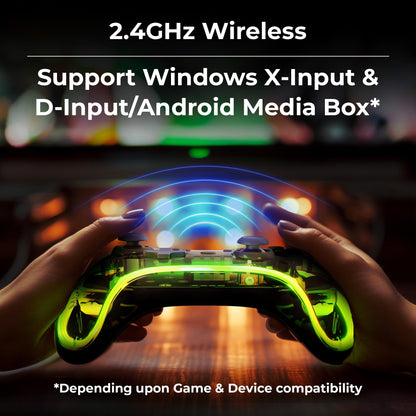 ZEBRONICS MAX LINK Wireless Gamepad, Dual motors Haptic feedback, Built-in rechargeable battery, RGB light, Plug & play, Supports (Windows | Android)