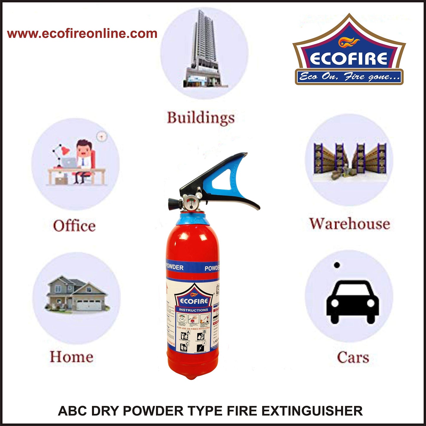 Eco Fire ABC Powder Type 1 Kg Fire Extinguisher (Red)