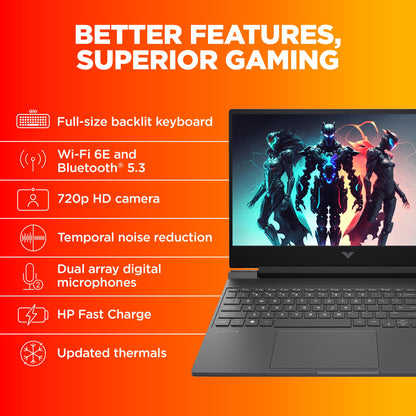 HP Victus Gaming, 13th Gen Intel Core i5-13420H, 6GB NVIDIA RTX 4050, 16GB DDR4, 512GB SSD, 15.6-inch(39.6cm), 144Hz, 9MS, IPS, FHD Gaming Laptop, Backlit KB(Win 11, Office 21, Silver, 2.29kg)fa1319TX